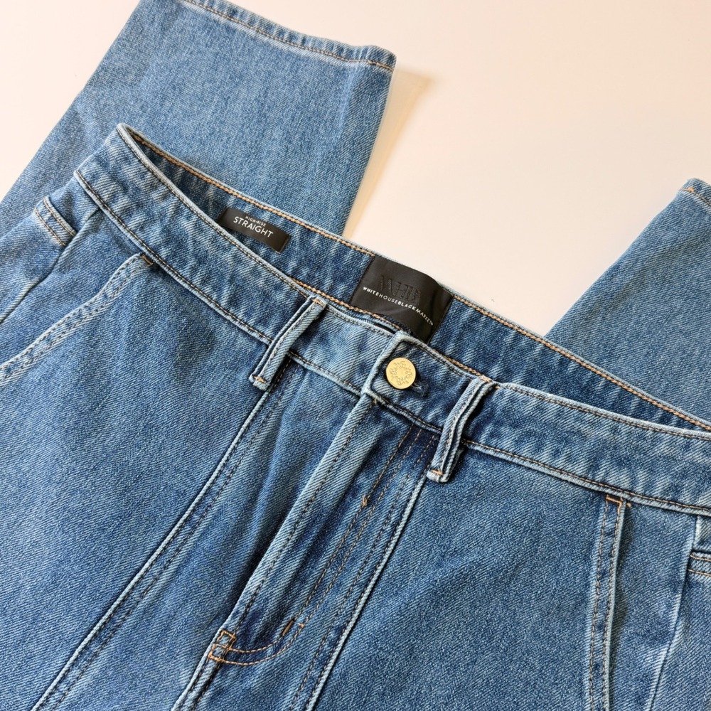 White House Black Market High Rise Straight Ankle Jeans Blue Wash Size 10R